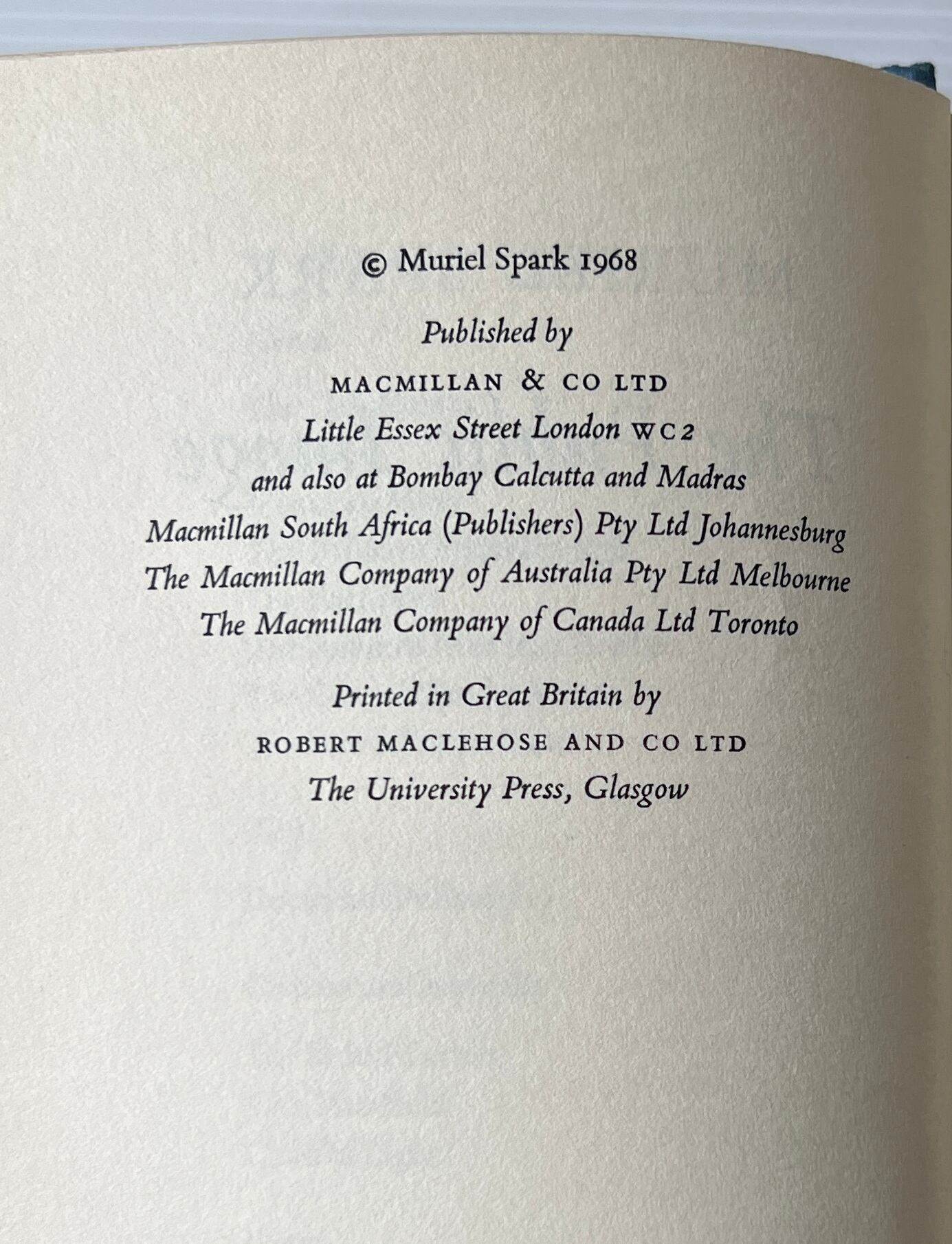 The Public Image (1st edition) / Muriel Spark ミュリエル・スパーク / Macmillan