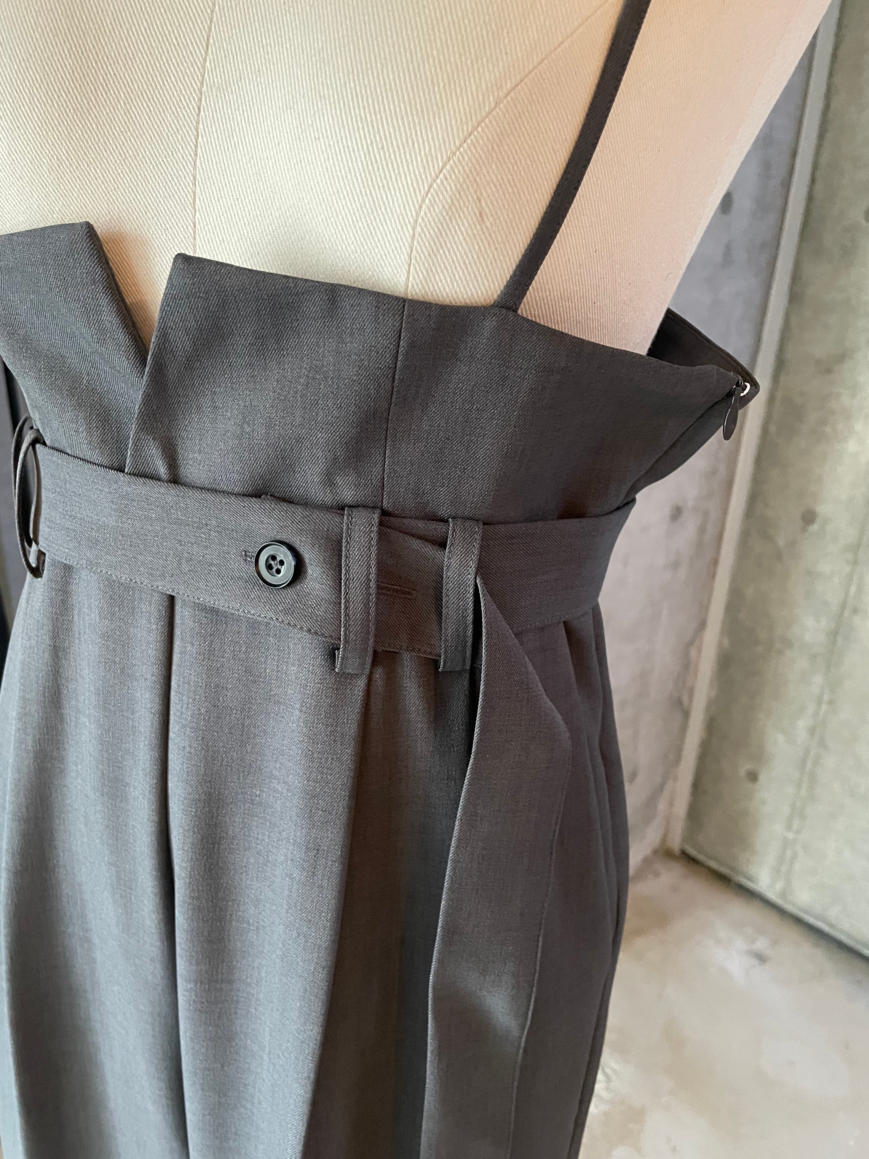 high-waist wide salopette(gray) ご注文より一週間前後で発送予定 