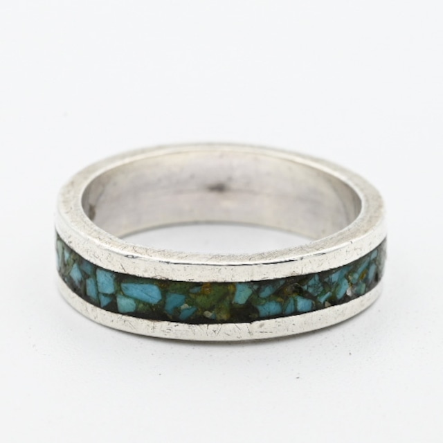 Crushed Turquoise Stone Band Ring #8.0 / USA