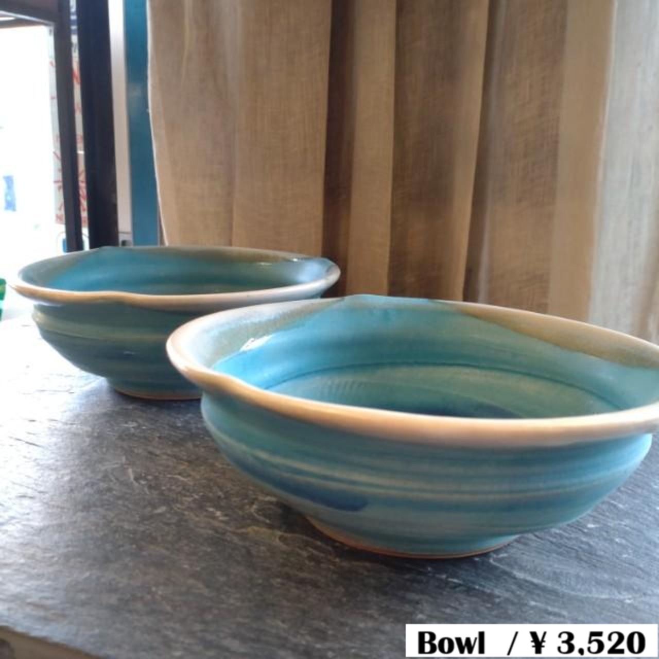 [Mashiko Ware] Mashiko Ware Flower Bowl Large Turquoise Meal Made in Japan