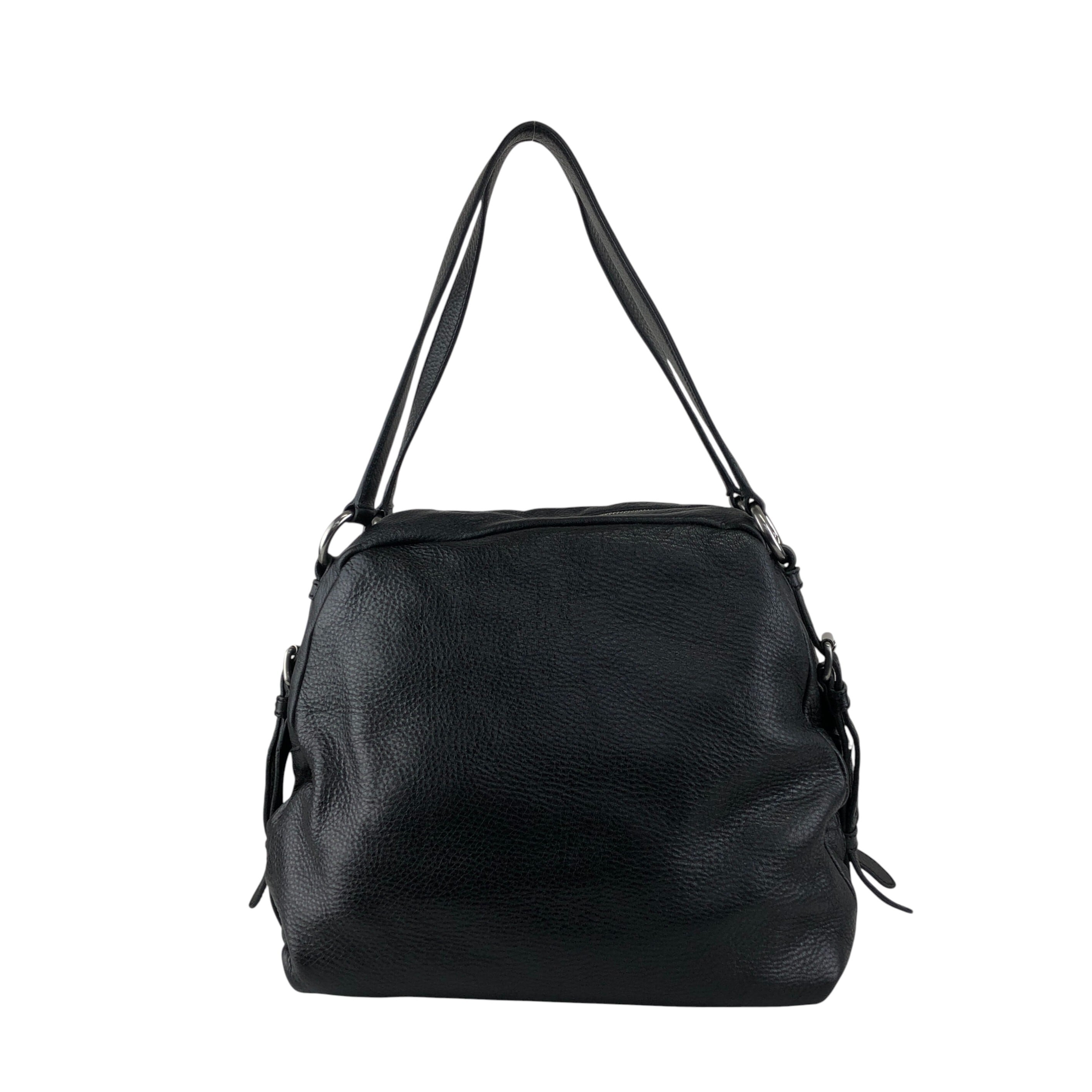 PRADA プラダ ショルダーバッグ ブラック ロゴ レザー vintage