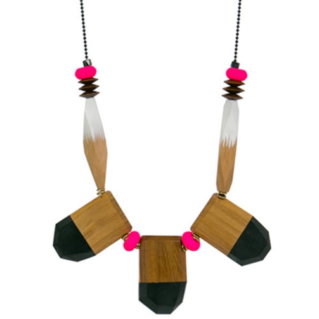 bluma project（ブルーマプロジェクト） Trio Necklace【Black/ Neon】 (ウッドビーズトリオネックレス)