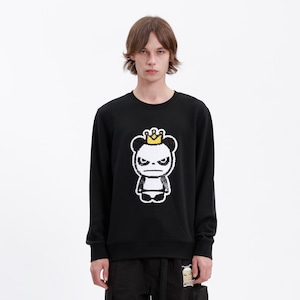 送料無料 【HIPANDA ハイパンダ】メンズ キングパンダ スパンコール スウェット トレーナー MEN'S KING PANDA  SEQUINS CREW NECK SWEAT SHIRT / WHITE・BLACK