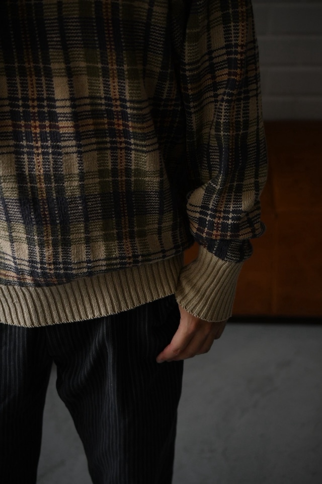 OK/90's "polo by Ralph Lauren" no ponny cotton × linen check knit