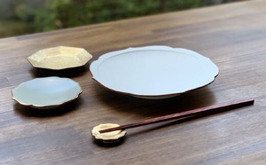 【アウトレット】薄利休渕金桔梗渕豆皿　100-146