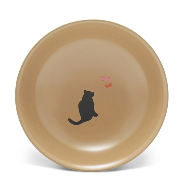 手塩皿4.0白漆猫に蝶（31） | 太陽漆器 オンラインショップ