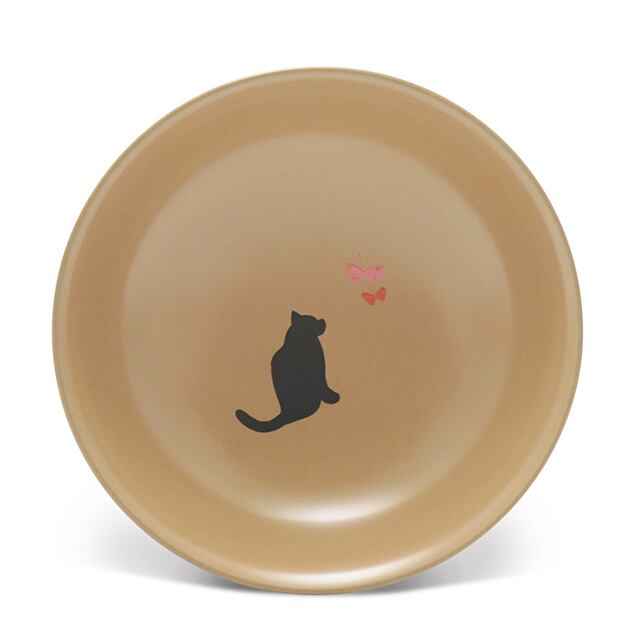 手塩皿4.0白漆猫に蝶(31)