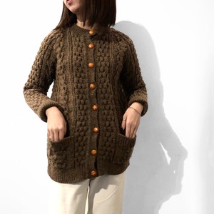 Vintage Brown Cable Knit Cardigan / ブラウンケーブルニットカーディガン