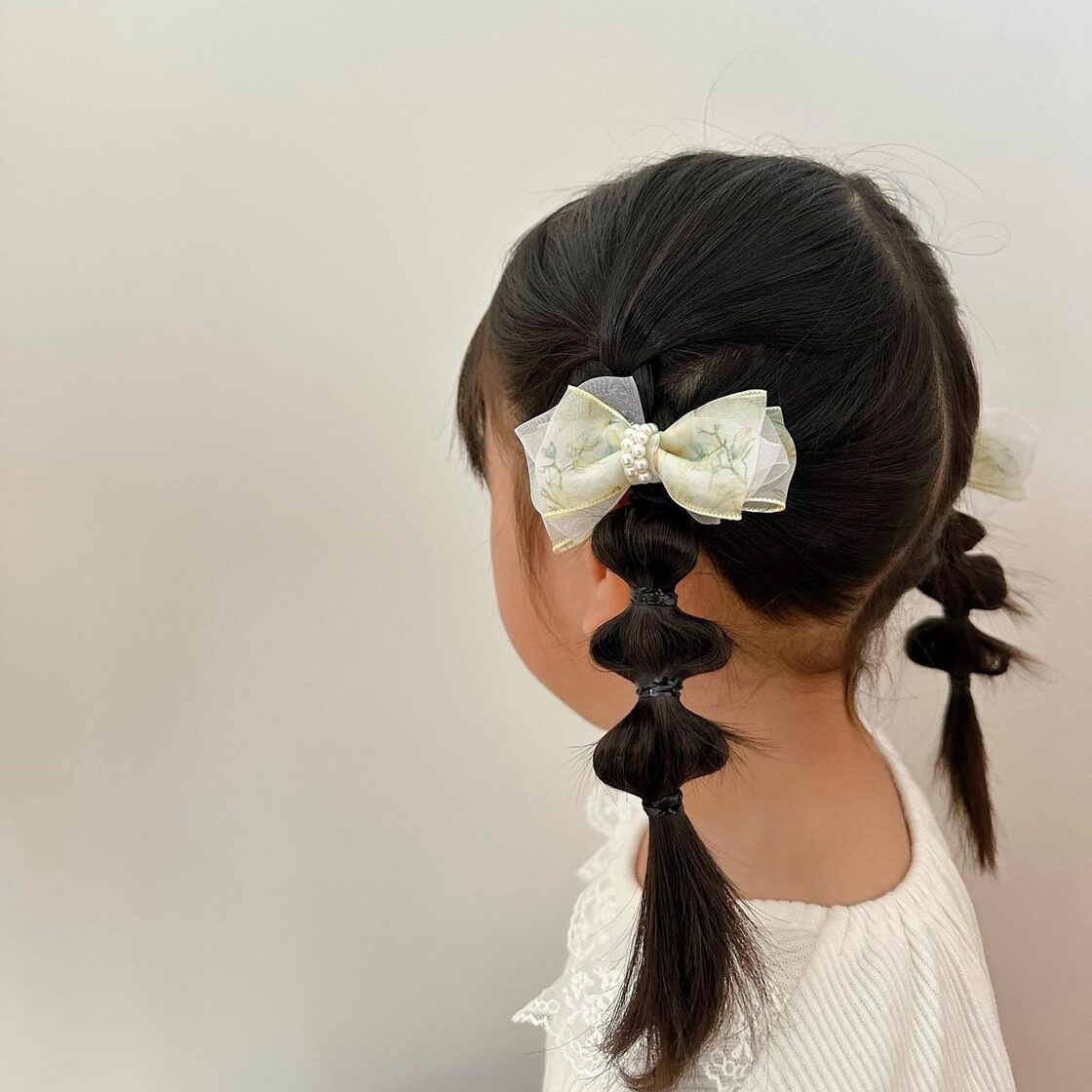 オーガンジーフラワーツインリボン ヘアゴム ゆめかわ おしゃれ 可愛い  