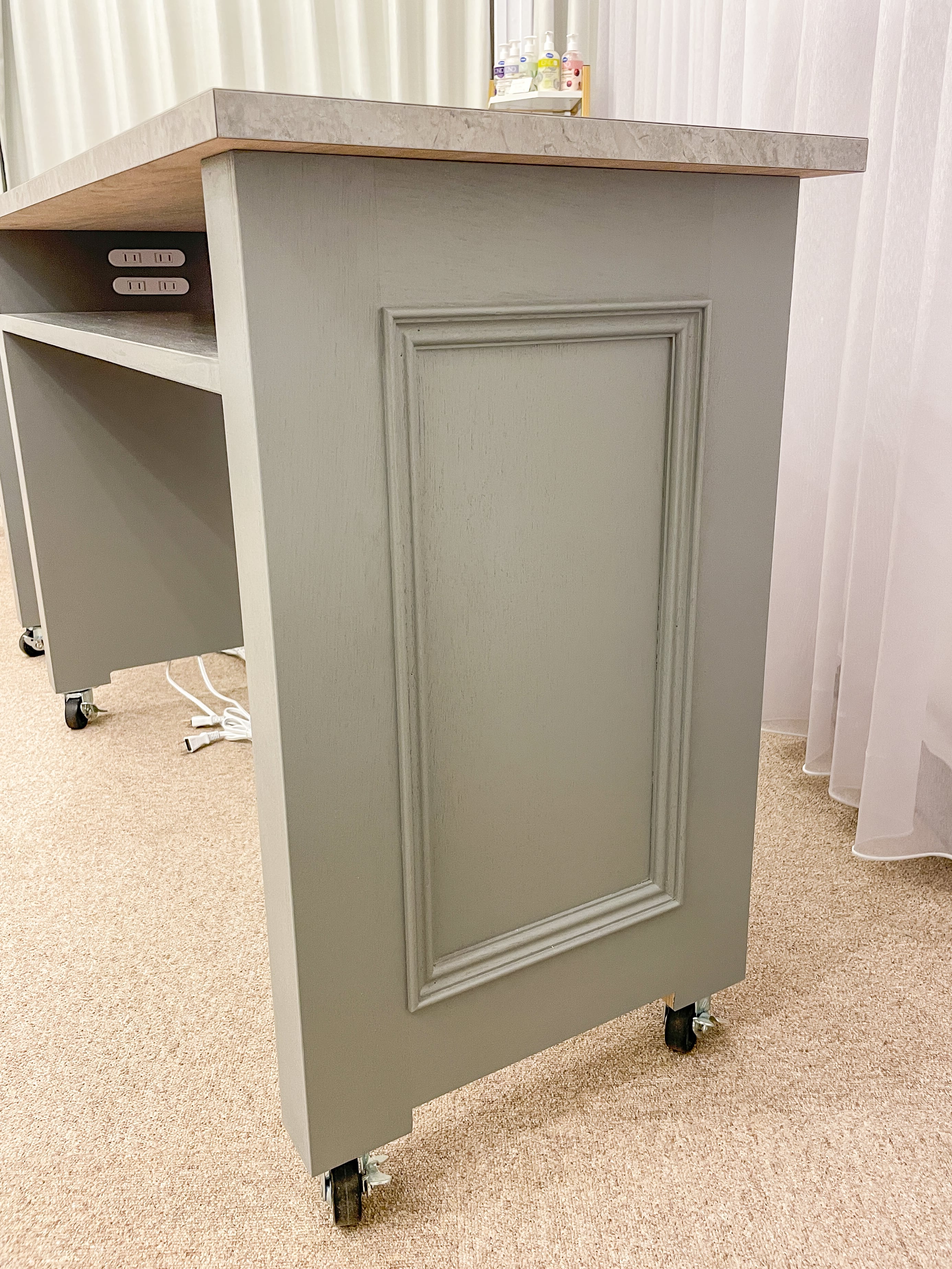 モルタル天板ネイルテーブル1200 キャスター付き（ネイルデスク