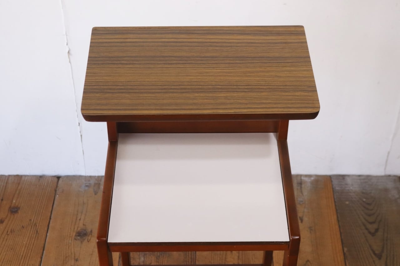 karimoku カリモク レトロ 電話台 花台 飾り台 木製 メラミン天板