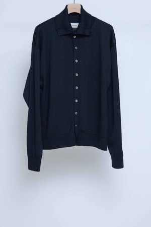 Polo Knit Cardigan - Black