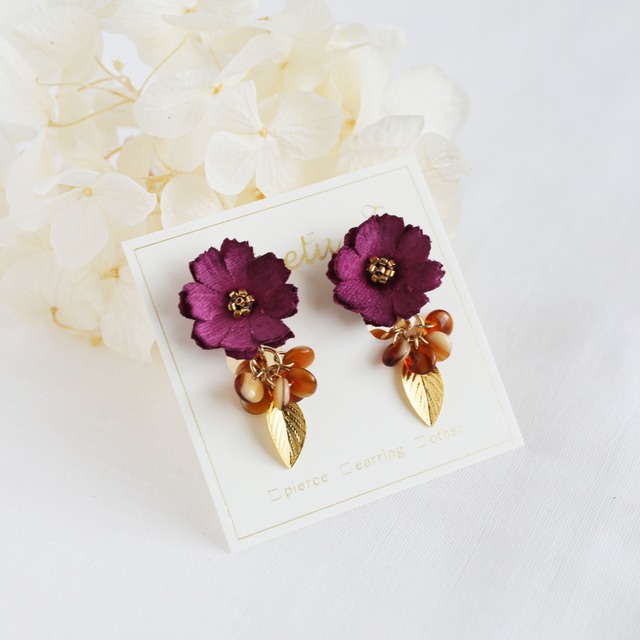 ［布花］コスモス +MODE（ピアス・イヤリング）