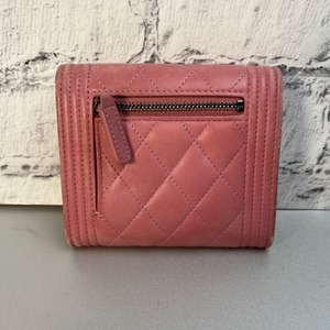 CHANEL シャネル  ココマーク レザー 三つ折り財布 ピンク A-9844