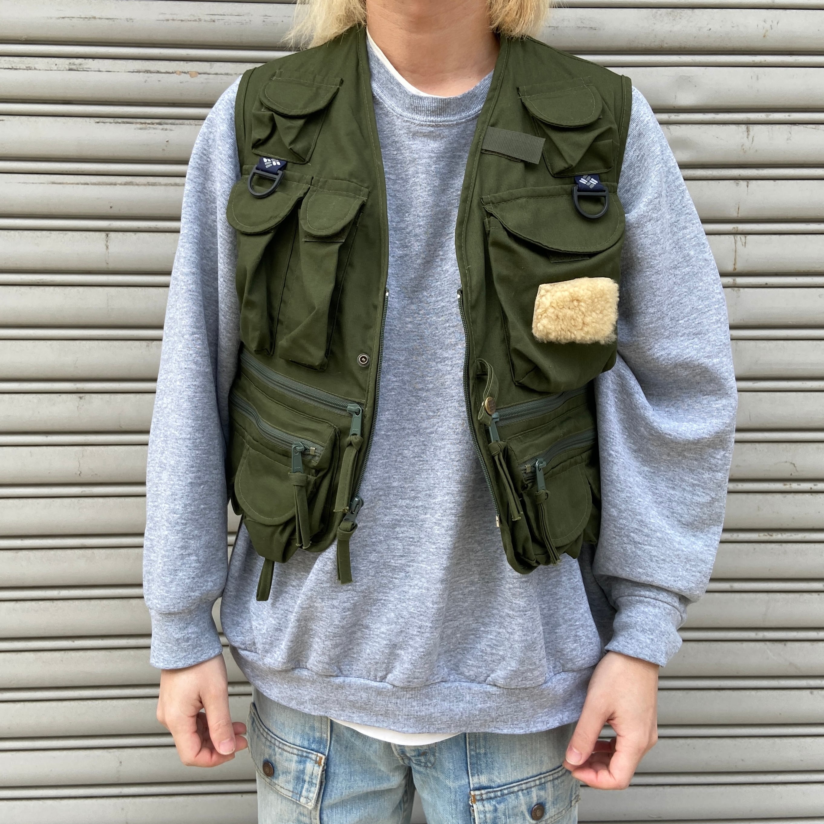 【XL】 90s COLUMBIA PFG コロンビア フィッシングベスト 90s Columbia コロンビア PFG フィッシングベスト 短丈 緑 M