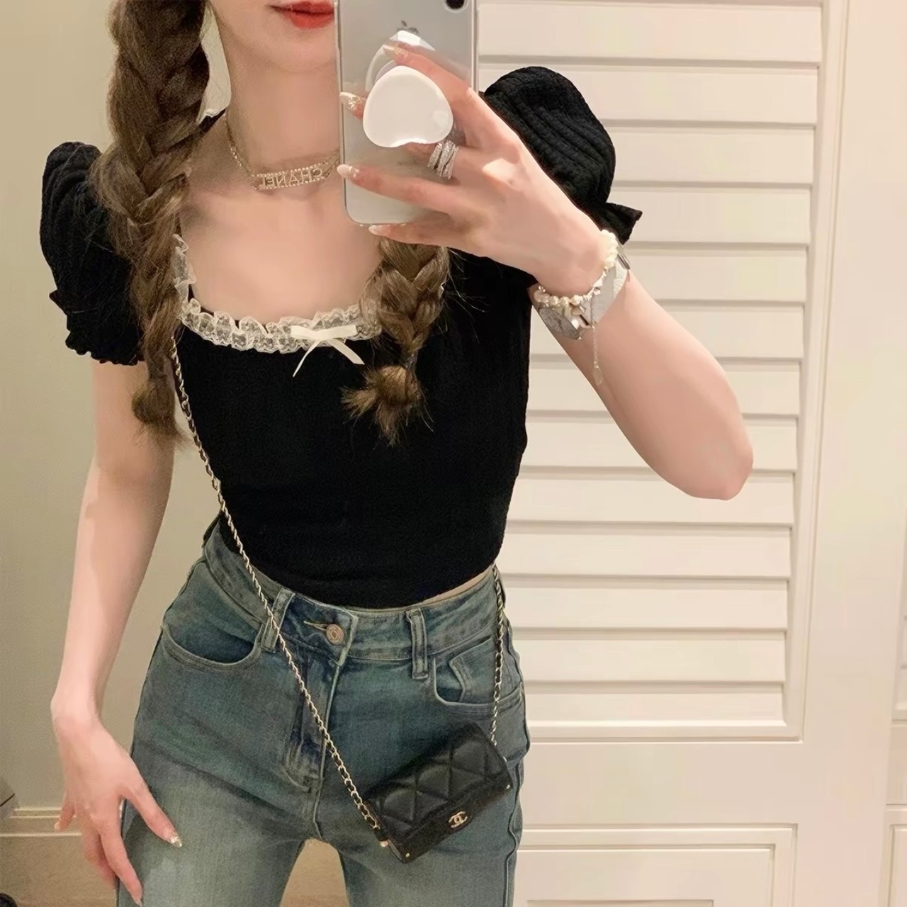Square-Neck Off-Shoulder Top