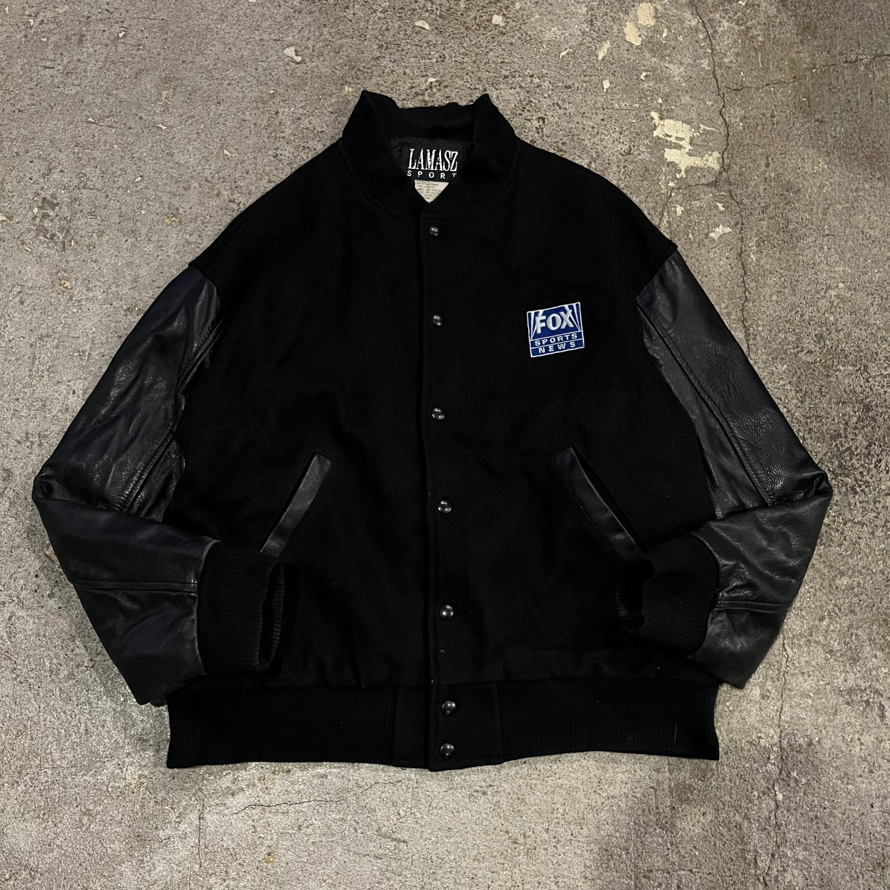 90s Fox leather versity jacket スタジャン VTG 90s FOX Racing Leather Letterman Jacket Brown Black