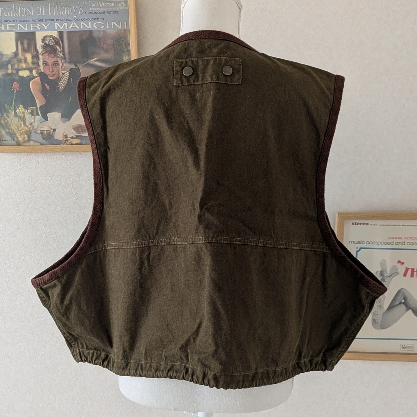SP古着 モヘアジレ ベスト イタリアヴィンテージ チョッキ 46 M カーキ.
