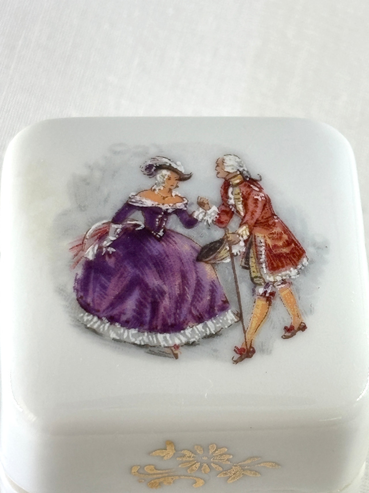 リングホルダー　小物入れ　陶磁器製　貴族絵　リモージュ　12oten4-3