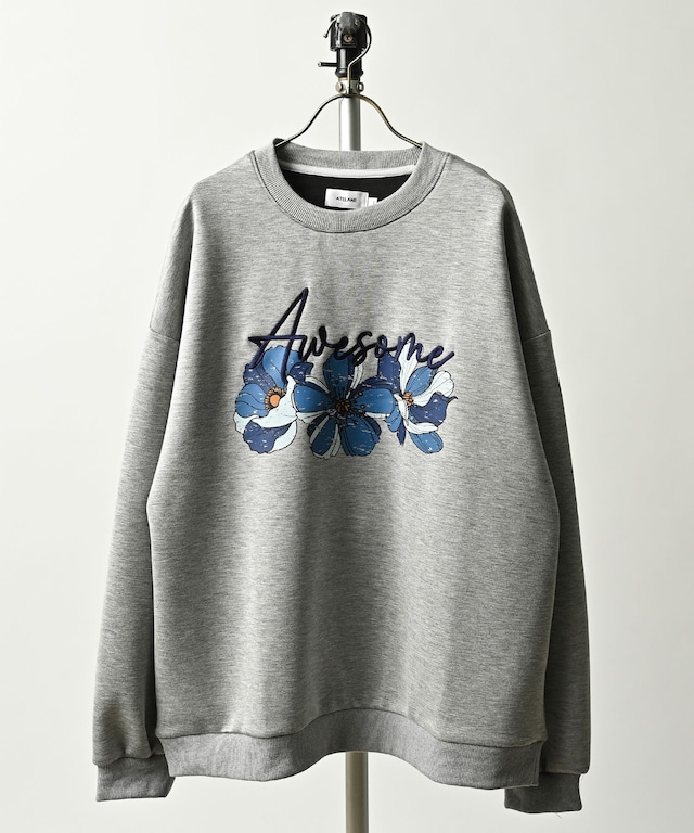 ATELANE Rayon-mix ponte floral print long-sleeved pullover (OFF) 26A-14001