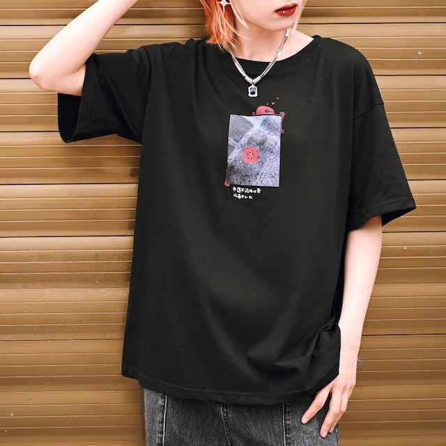 With U ゴスロリ ブランド 古怪舎 春夏 半袖 Tシャツ コットン プリント柄 チャイナ風 普段着 カジュアル ストリート系