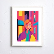 City Melancholy｜都会に生きる女性を描いたポップアートポスター｜感情と色彩が響くモダンインテリアに最適A4ポスター