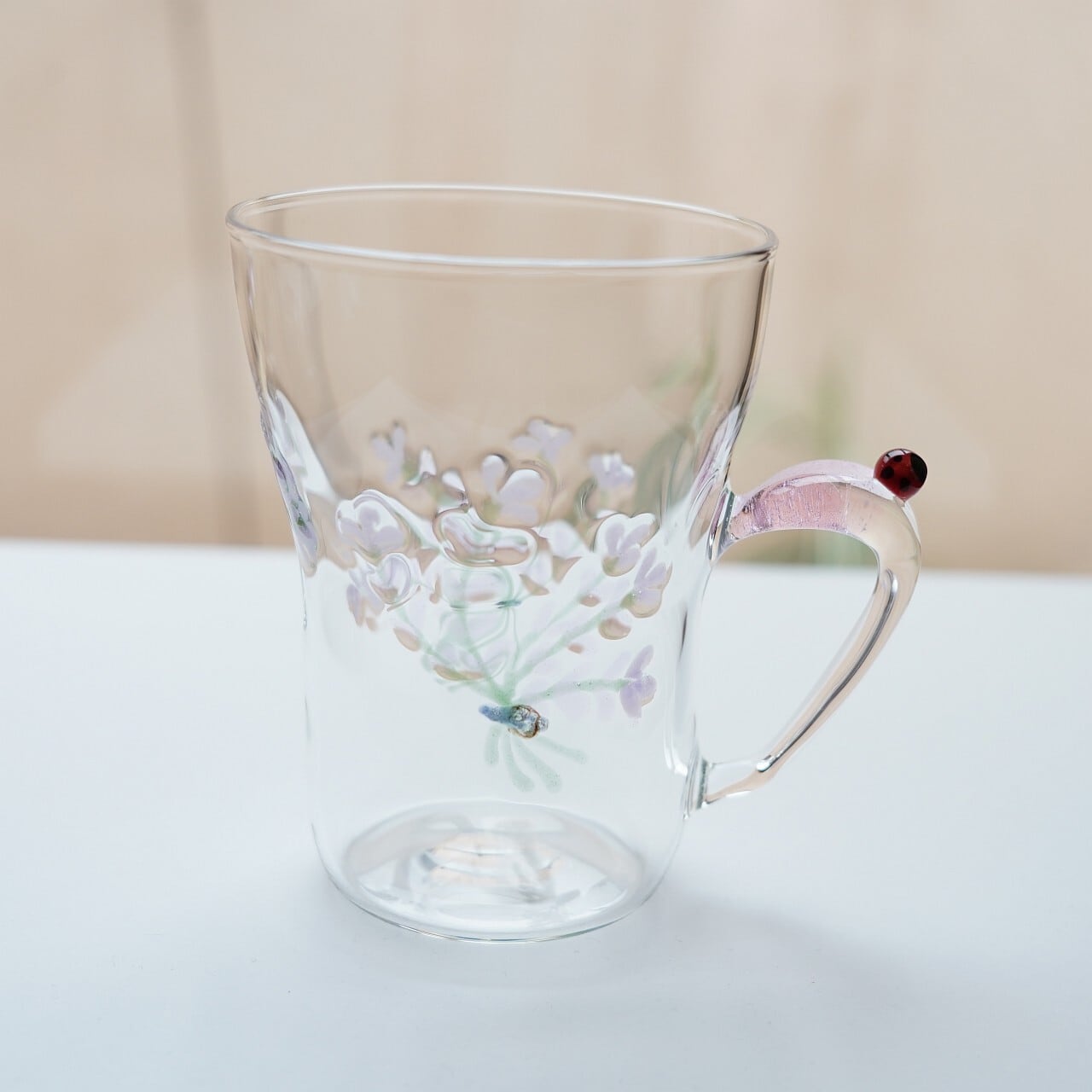 【竹川久仁子】耐熱ガラス ラベンダーマグカップ T-27-B