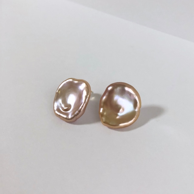 Pink Petal Pearl Pieces - 002 / K18YG・Pair