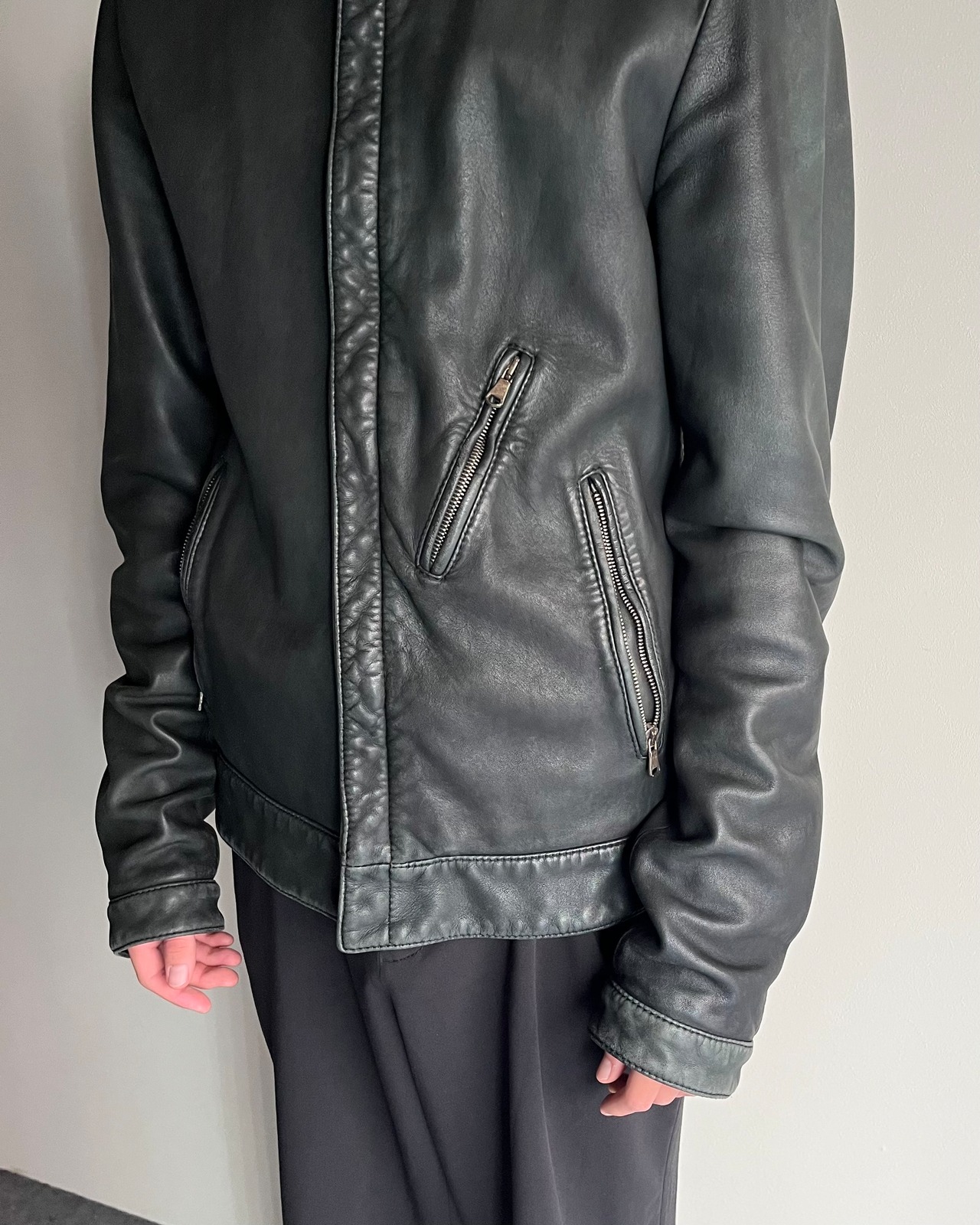 【DOLCE&GABBANA】lamb leather single riders jacket