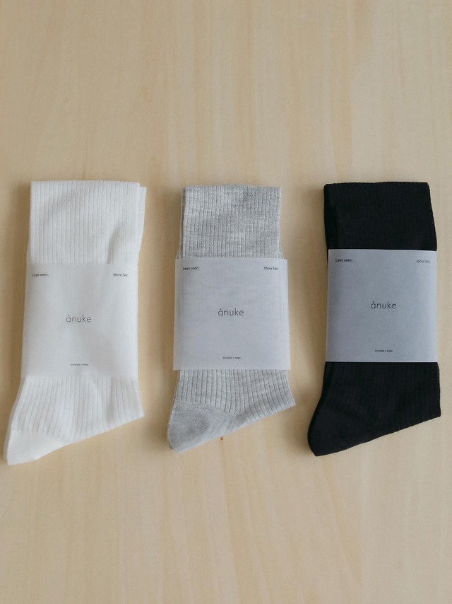 605.anuke（アンヌーク） Sheer Rib Socks シアーリブソックス（WHT,GRY,BLK）62621029