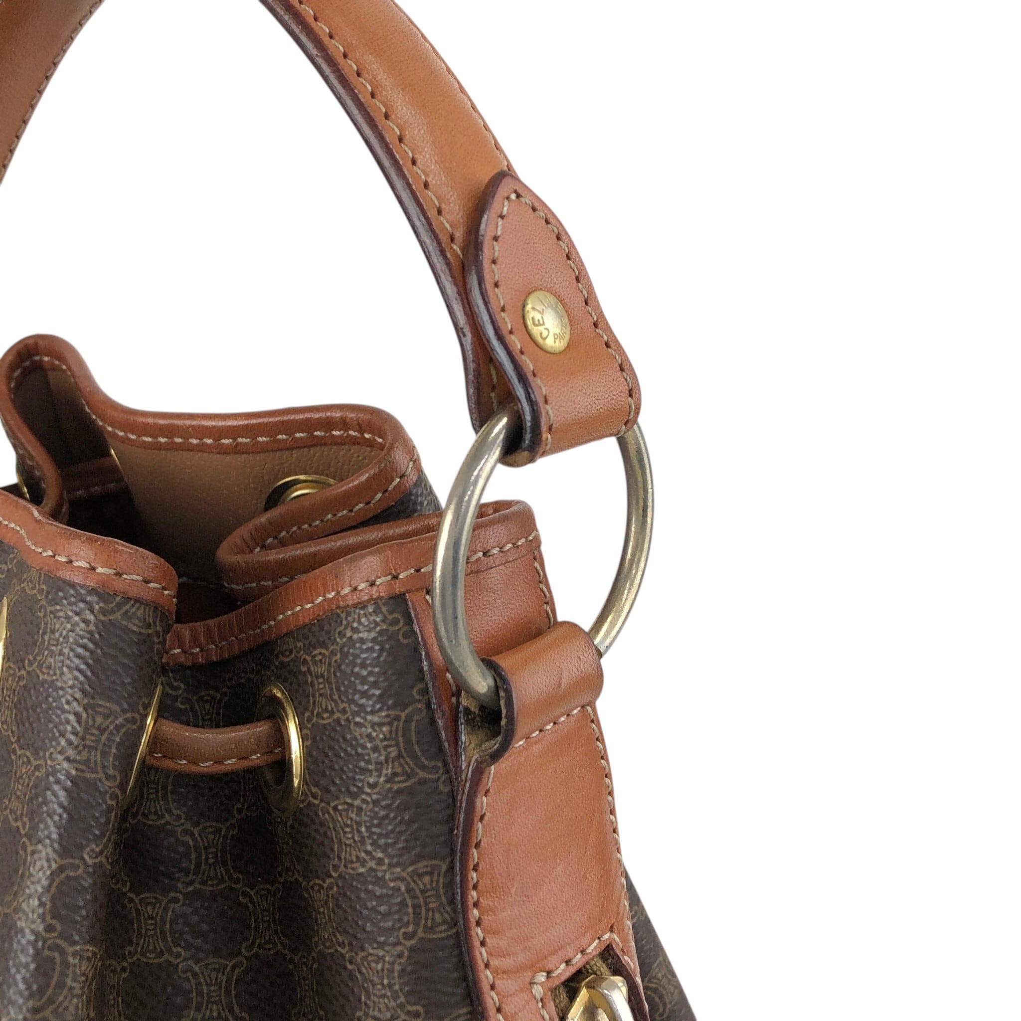 CELINE セリーヌ ショルダーバッグ ハンドバッグ 2way　マカダム CELINE セリーヌ マカダム ショルダーバッグ ブラウン PVC レザー 2way