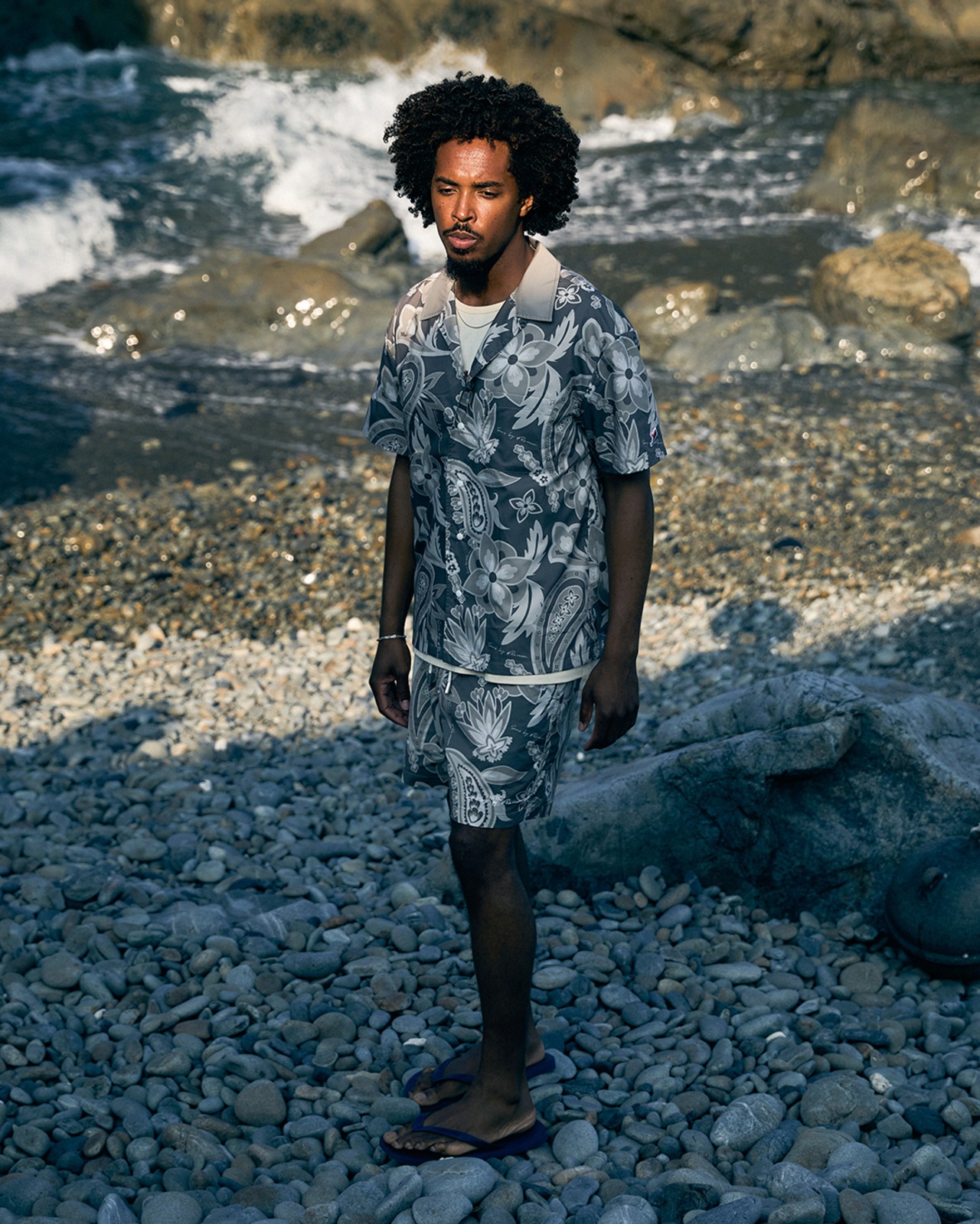 【SUNS】PAISLEY PATTERN OPEN COLLAR SHIRTS［RSS025］
