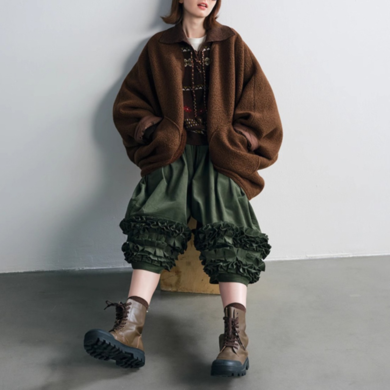 【2color】風を抱くバットスリーブのケープコート 《P0287》