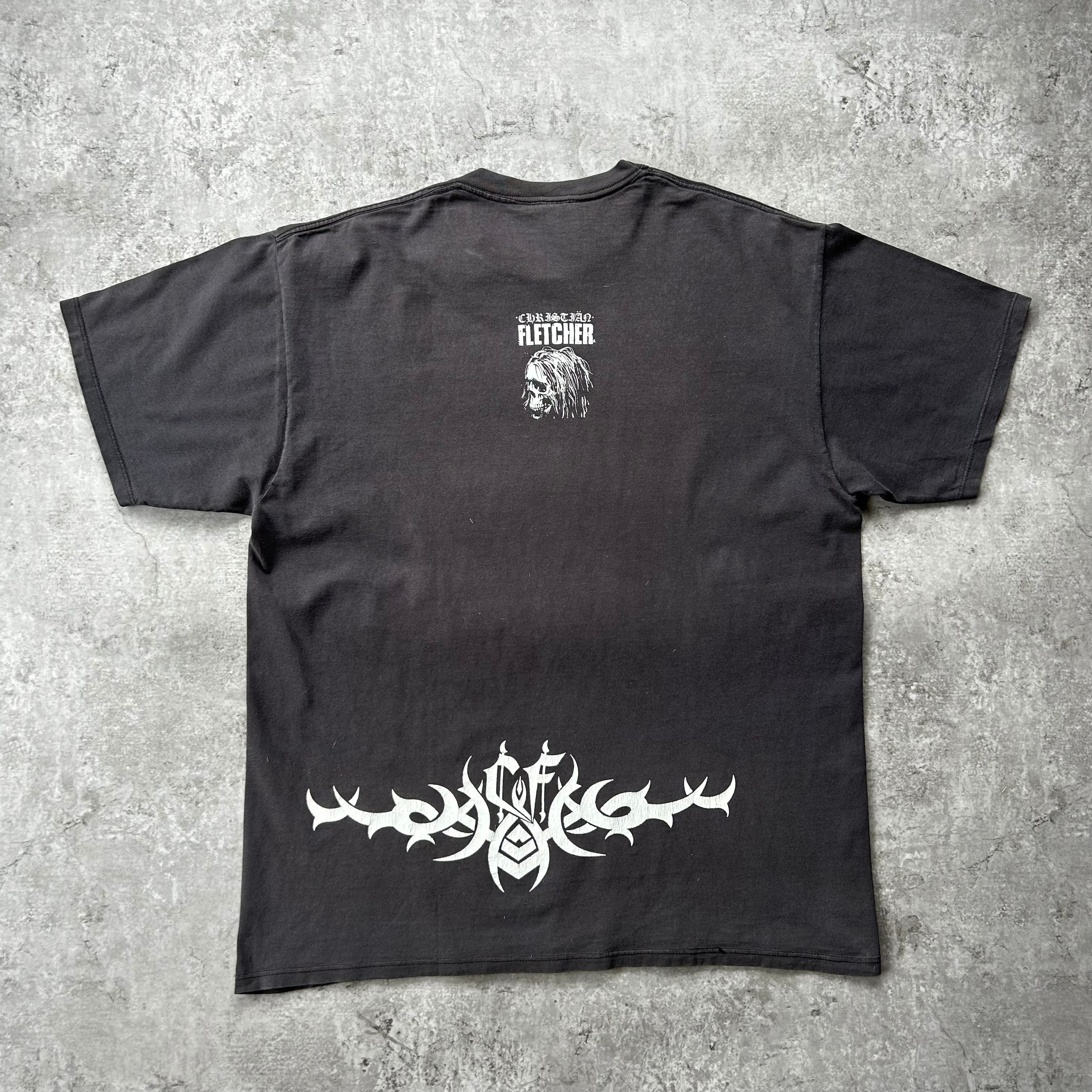 90s クリスチャンフレッチャー tシャツ USA製 ブラック XL トライバル 90s クリスチャンフレッチャー tシャツ USA製 ブラック XL トライバル