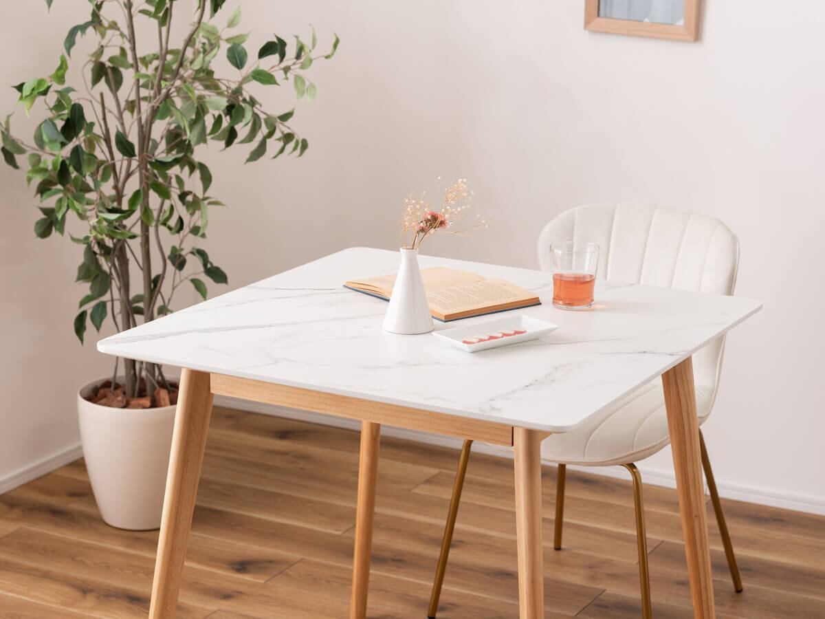 80×80】マーブルホワイト天板 カフェテーブル | カフェテーブル&チェア