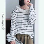 【3color】大人なガーリー:ピエロカラーが可愛いフレンチボーダーカットソー i0473