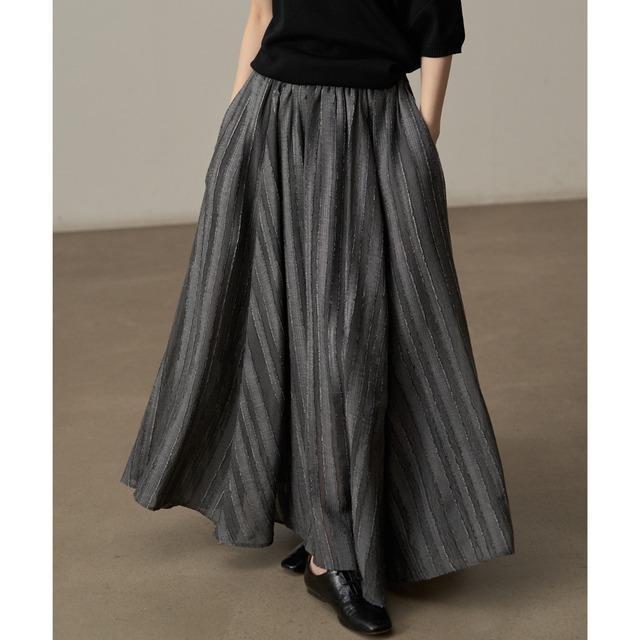 Sheer Stripe Long Skirt　k0803