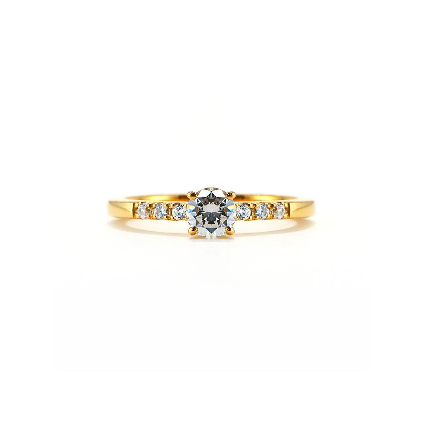 【K18ゴールド プラチナ エンゲージリング 婚約指輪】K18 Pt950 天然ダイヤモンド モアサナイト 婚約指輪 エンゲージリング シリーズ003