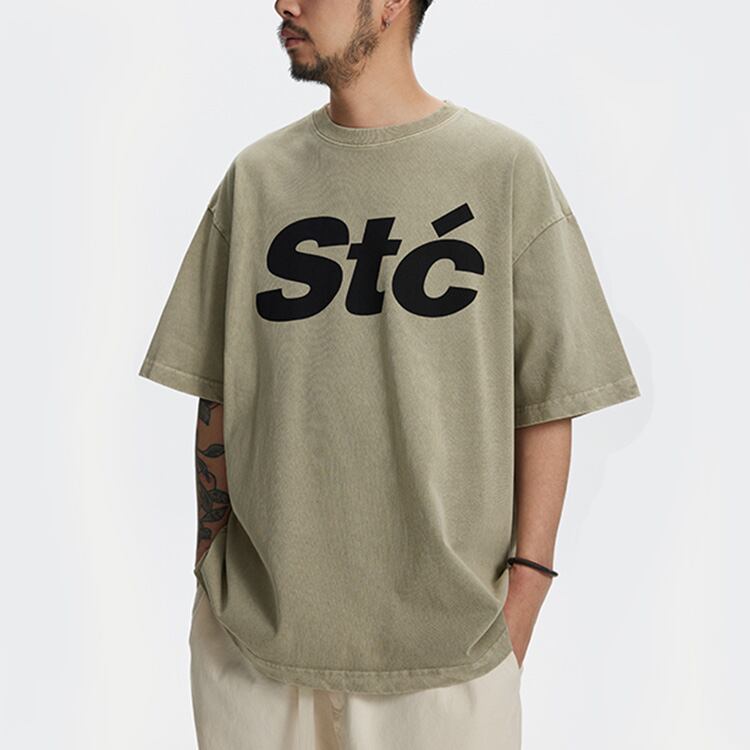 ★THICK PRINTED WASHED HALF SLEEVE T-SHIRT　　　A0470