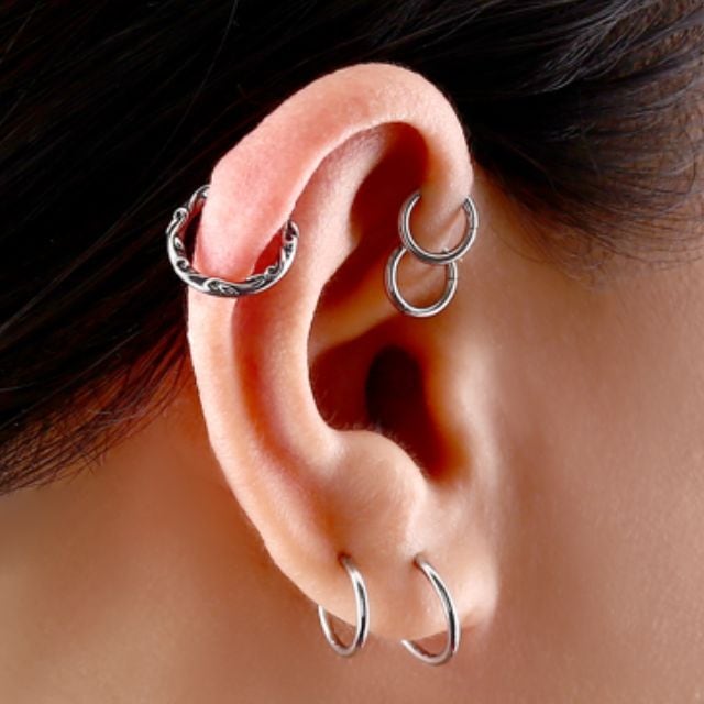 リングピアス 16G 2WAY フィリグリー クリッカー ワンタッチリング