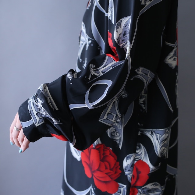 beautiful flower art pattern over silhouette mode shirt