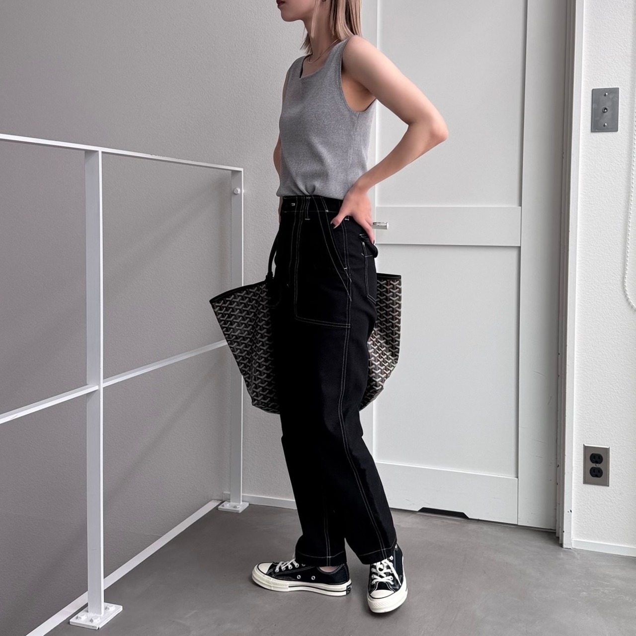 2wayスプリングニットtank/グレー