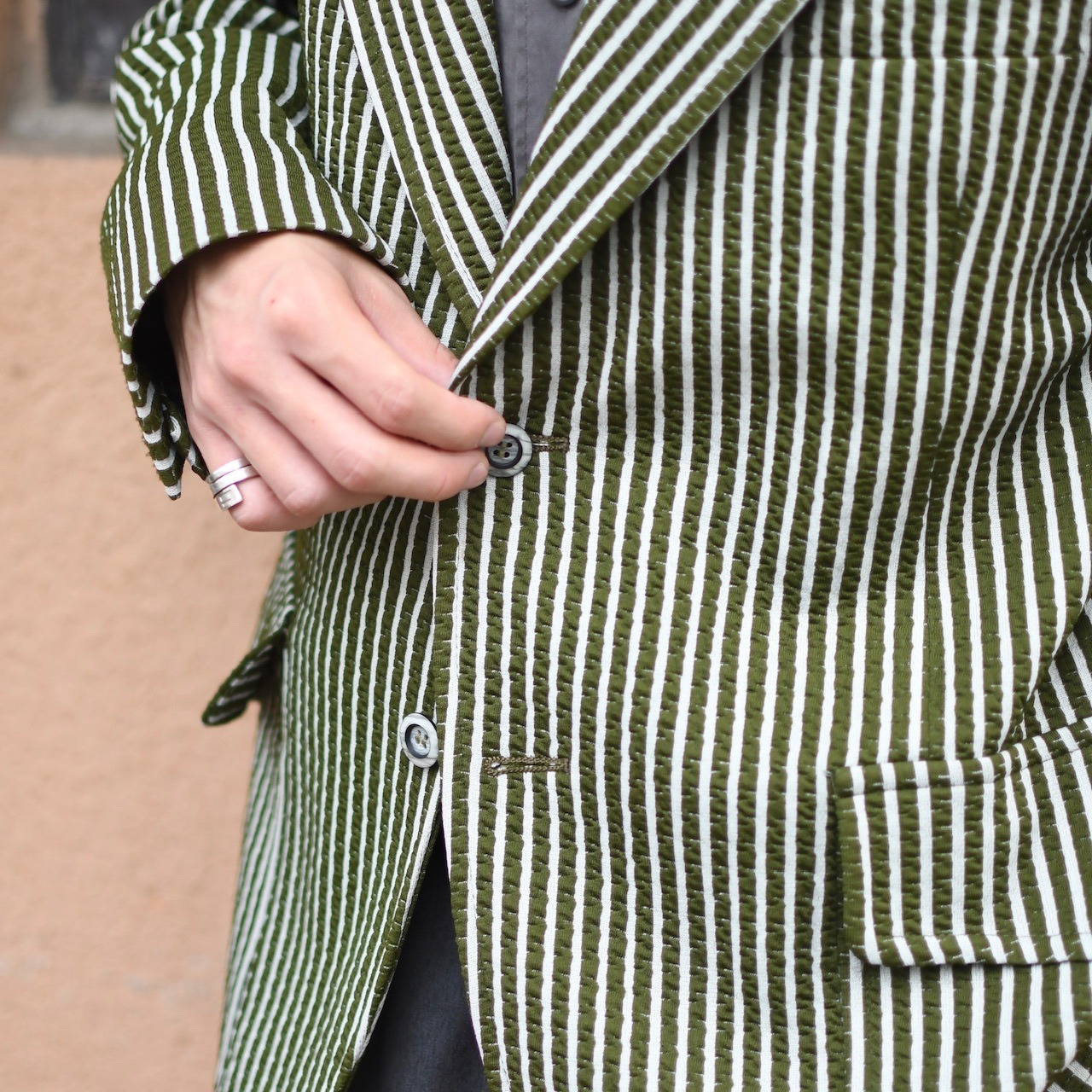 70's seersucker stripe tailored jacket