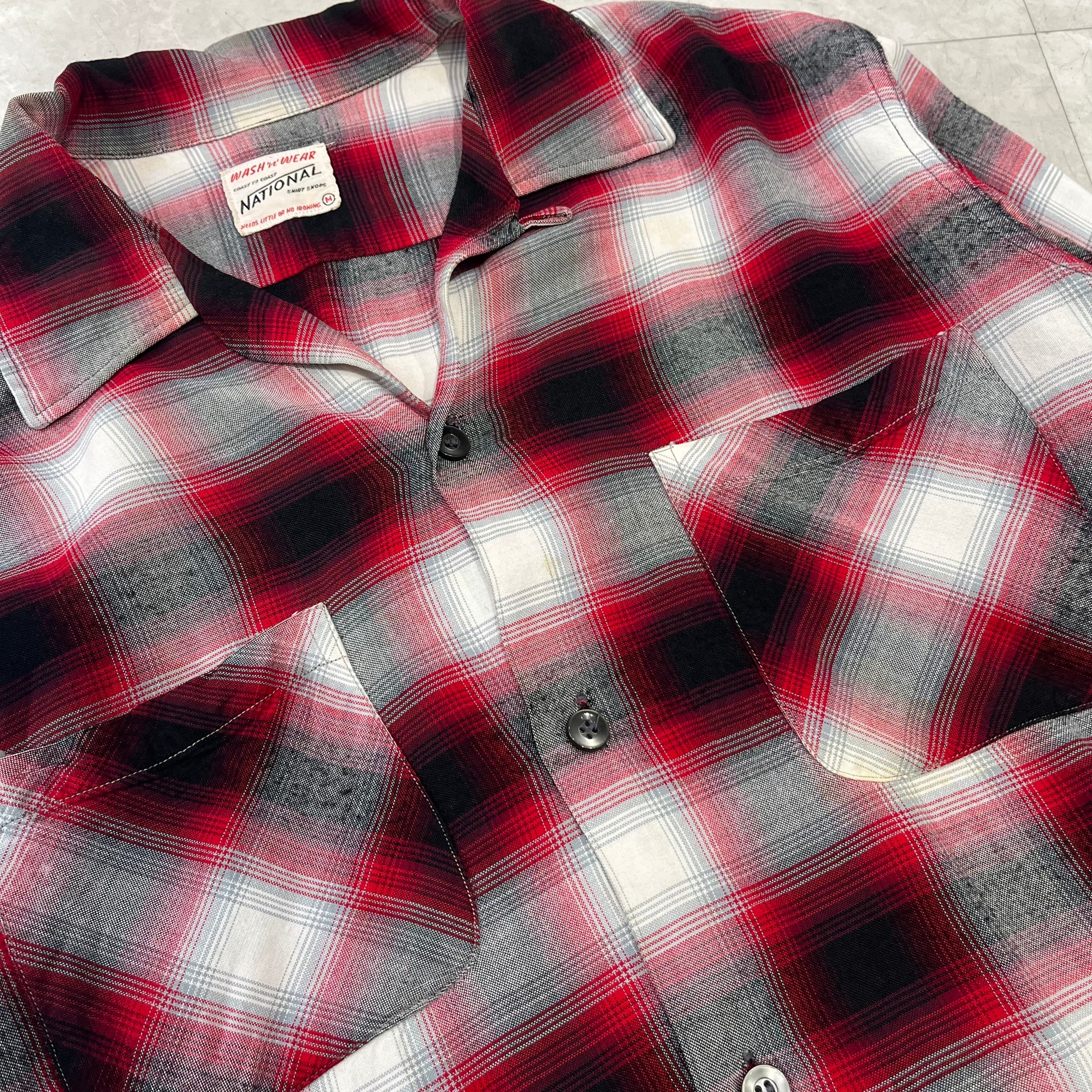 60s NATIONAL OMBRE CHECK RAYON SHIRT ナショナル オンブレーチェック