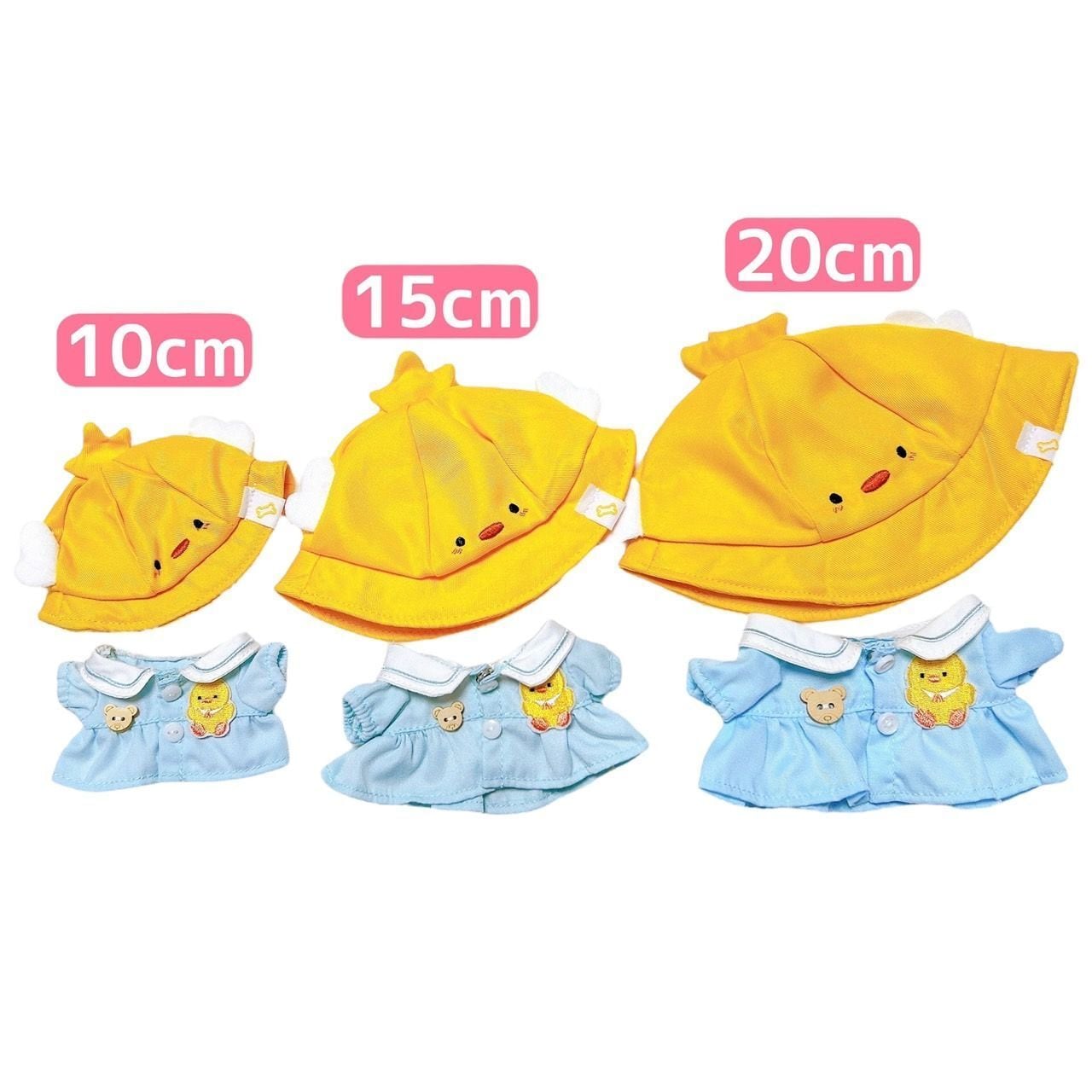 15cm 園児 ひよこ 黄色 幼稚園 着ぐるみ ぬい服 ぬいぐるみ 全身z2 15cmぬい服】ひよことうさぎの園児服 ピンク 黄色 ぬいぐるみ用 服