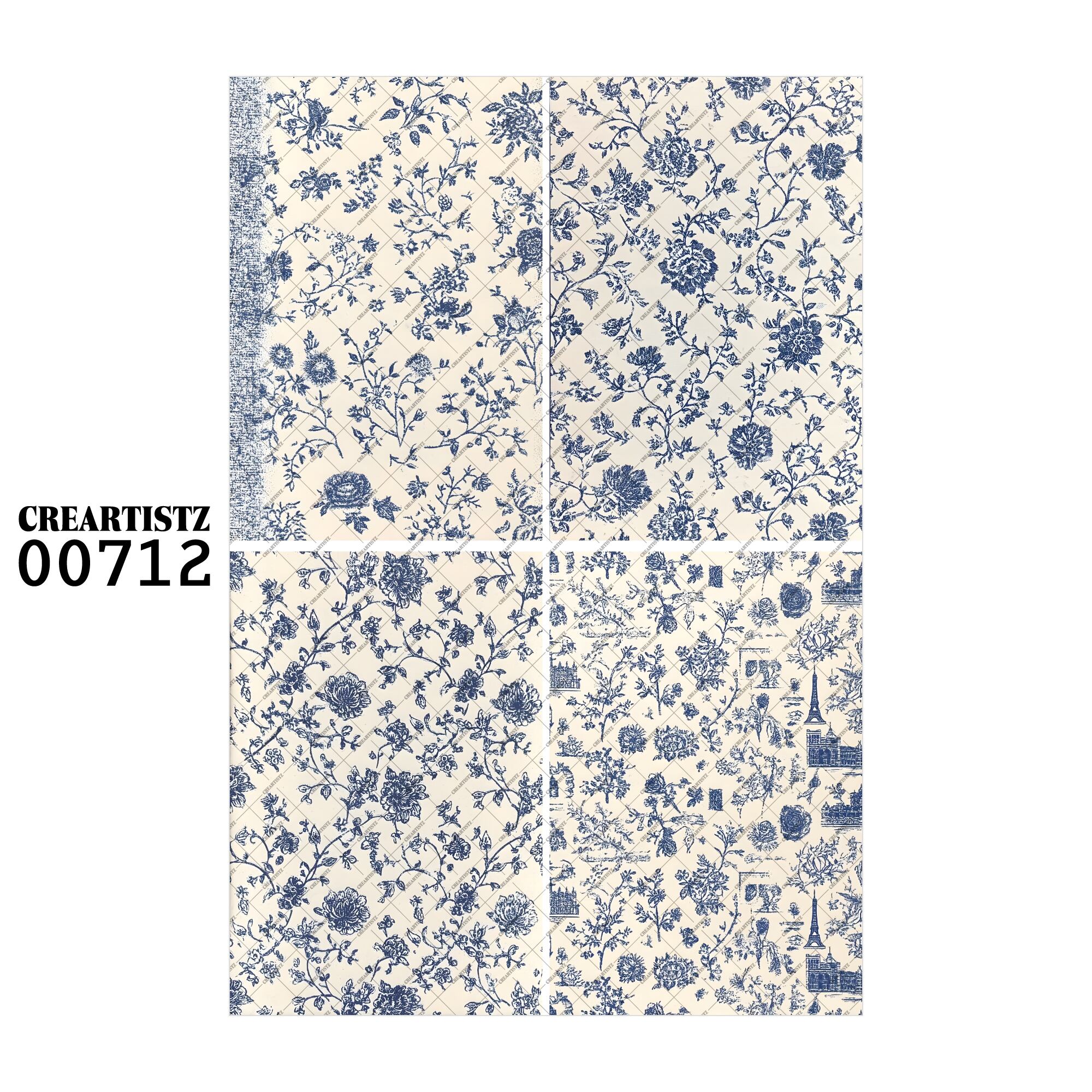 00712 背景 コラージュ素材 オリジナル 12枚セット (4種類×3枚) ペーパー/ステッカー CREARTISTZ