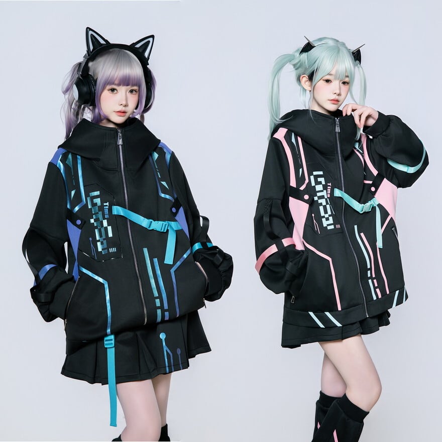 サイバーパンク 3点 セットアップ 電脳少女 近未来 セットアップ