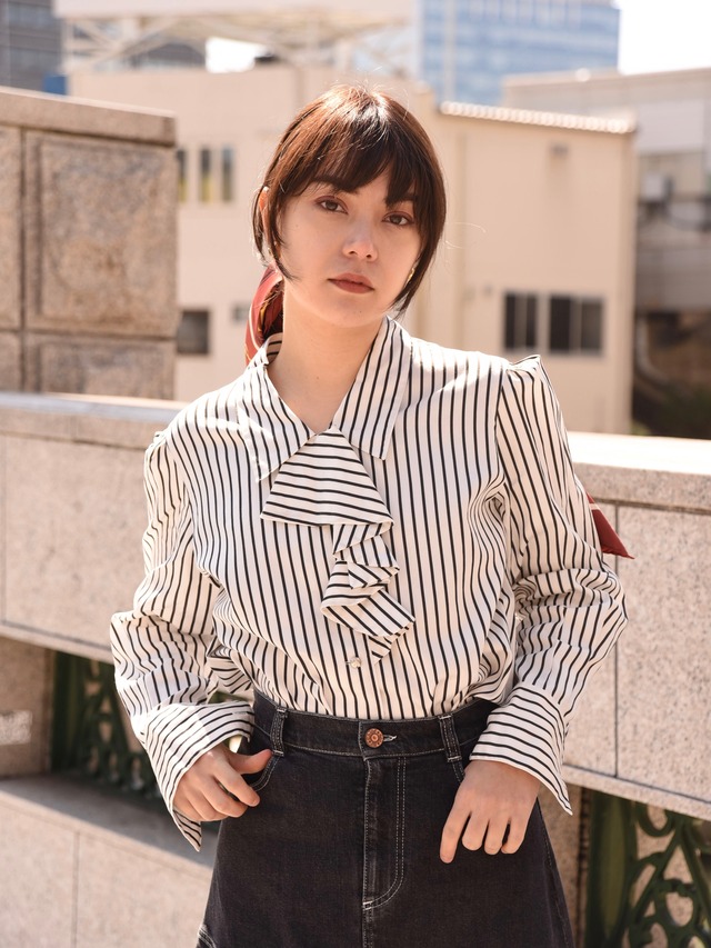 courreges/ vintage stripe design blouse.