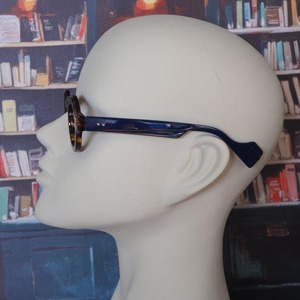 レトロスタイル眼鏡フレーム｜厚みある個性派リム｜ブラウンデミ×ネイビー　＊老眼鏡や伊達メガネにおすすめ