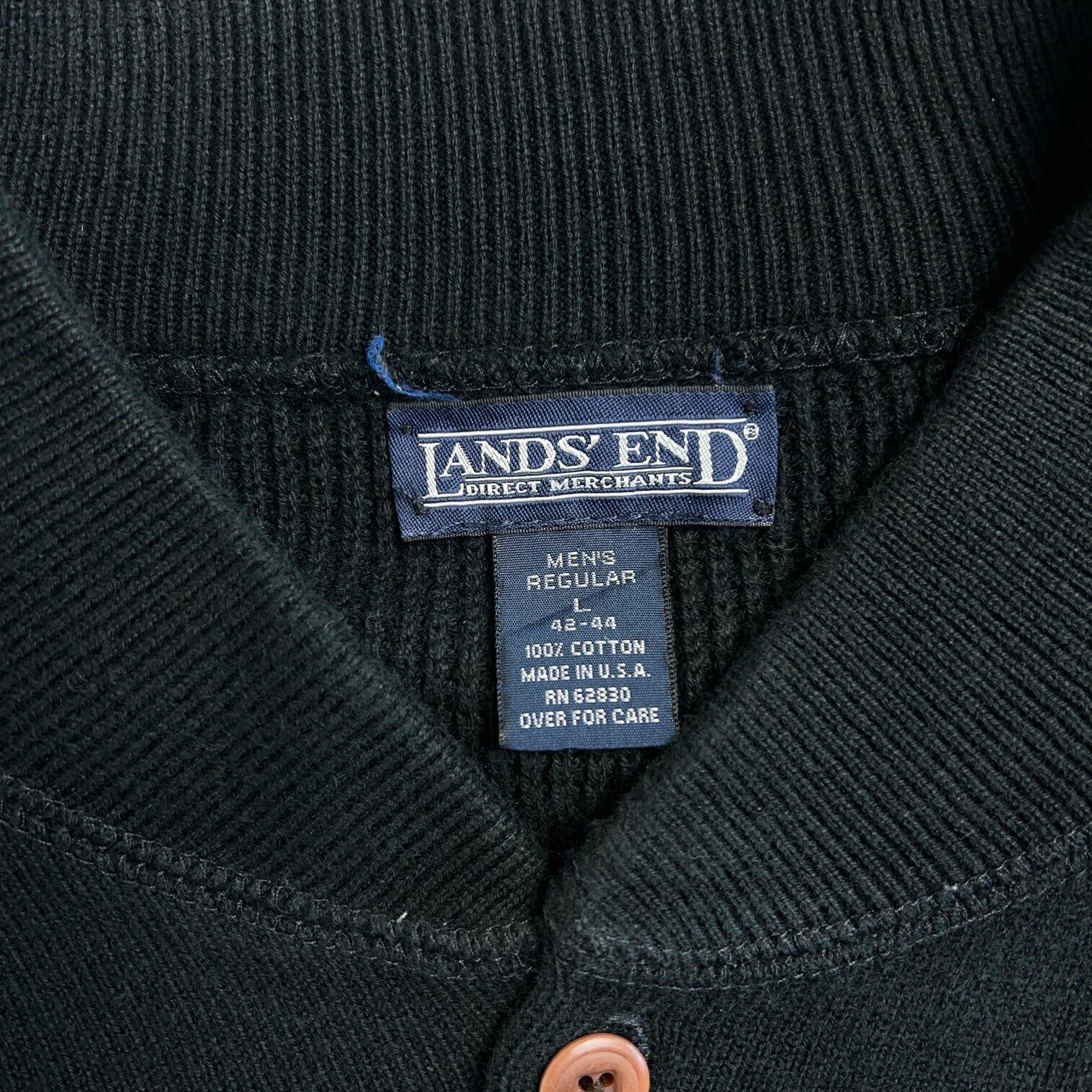 90's LANDS'END Military 5buttons Cotton Sweater MADE IN USA 90年代